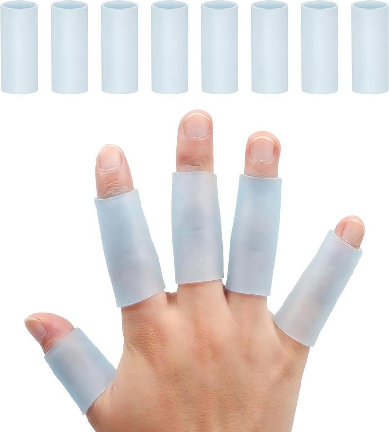 Sumifun Gel Finger Protector, 8 Pcs Silicone Finger Sleeves for Corns, Fingernails Loss, Friction Pain Relief, Blue - Image 1